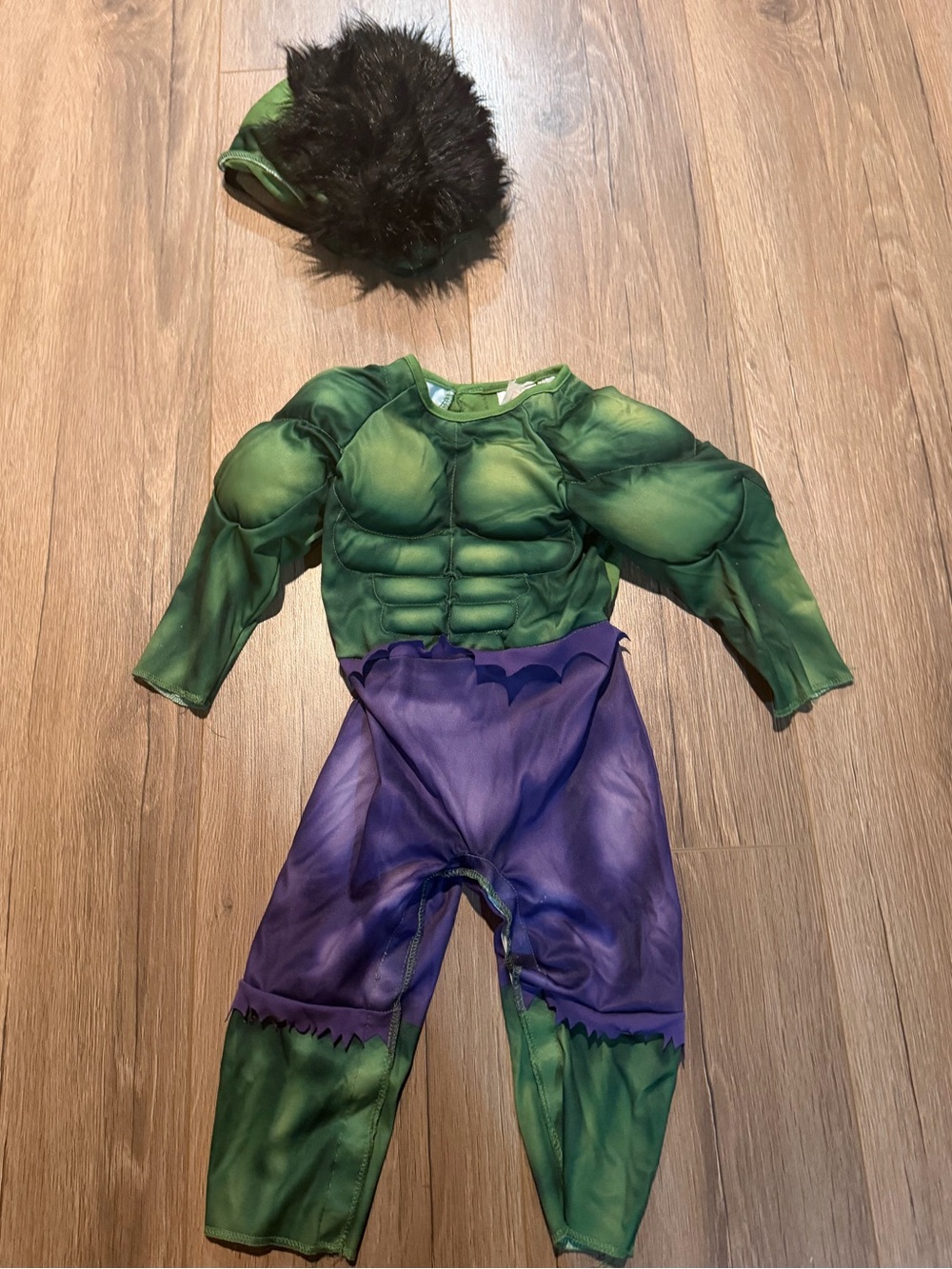 Marvel Incredible Hulk Green Muscle Halloween Costume Hat Hair Toddler Baby 6-12